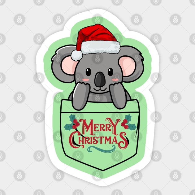 Cute Christmas koala popping out of the pocket Sticker by Rubi16